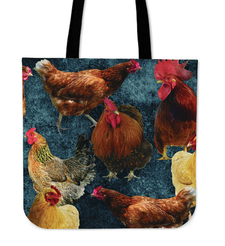 Image of Chicken Print 16" Tote Bag - Love Family & Home
