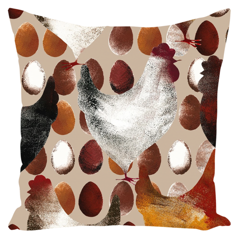 Image of Chicken And Eggs Farm Design Throw Pillow Farm Decor - Love Family & Home