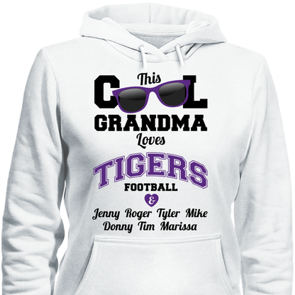 This Cool Grandma Loves Tigers Football & Personlized Names Apparel Hoodie White