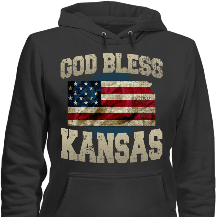 God Bless Kansas T-Shirt & Apparel Hoodie Black