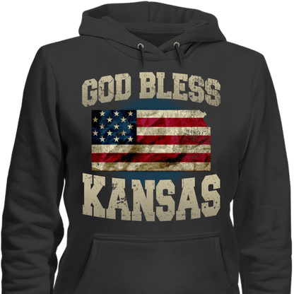 God Bless Kansas T-Shirt & Apparel Hoodie Black