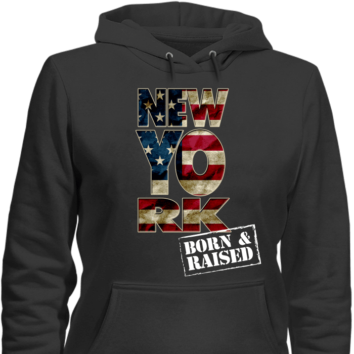 New York Born & Raised Limited Edition Print T-Shirt & Apparel Hoodie Black