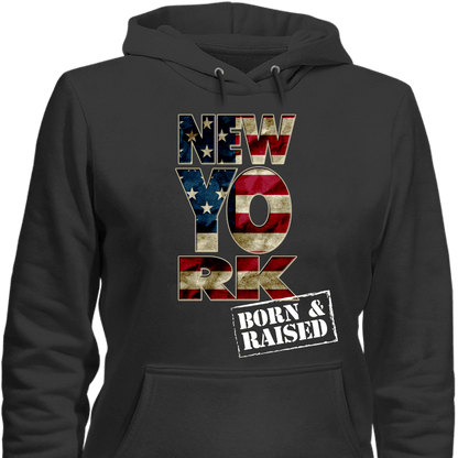 New York Born & Raised Limited Edition Print T-Shirt & Apparel Hoodie Black