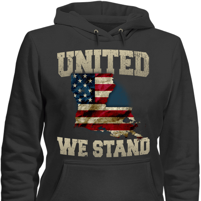 United We Stand Louisiana Limited Edition Print T-Shirt & Apparel Hoodie Black