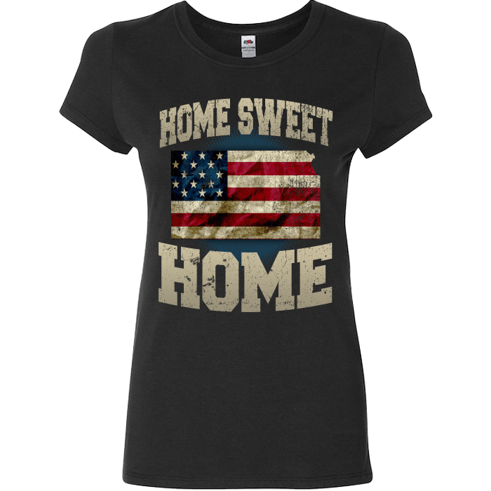 Home Sweet Home Kansas Limited Edition Print T-Shirt & Apparel Ladies Fitted T Black