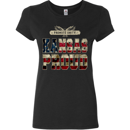 Kansas Proud Promote Unity Limited Edition Print T-Shirt & Apparel Ladies Fitted T Black