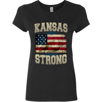 Kansas Strong Limited Edition Print T-Shirt & Apparel Ladies Fitted T Black