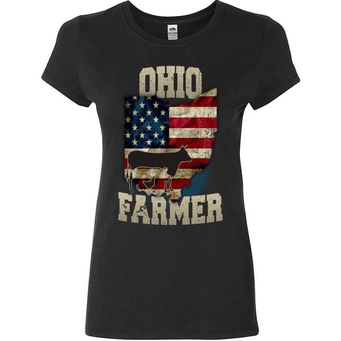 Ohio State Farmer Limited Edition Print T-Shirt & Apparel Ladies Fitted T Black