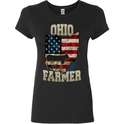 Ohio State Farmer Limited Edition Print T-Shirt & Apparel Ladies Fitted T Black