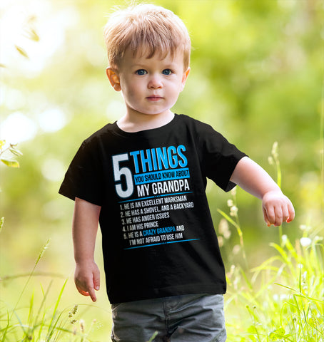 Image of 5 Things You Should Know About My Crazy Grandpa T-Shirt - Love Family & Home