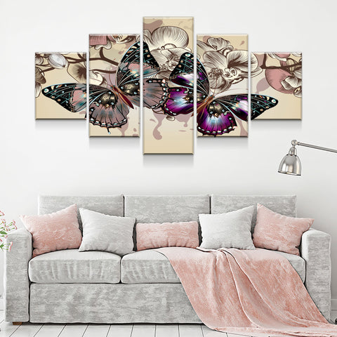 Image of Butterflies In Motion 5-Piece Wall Art Canvas