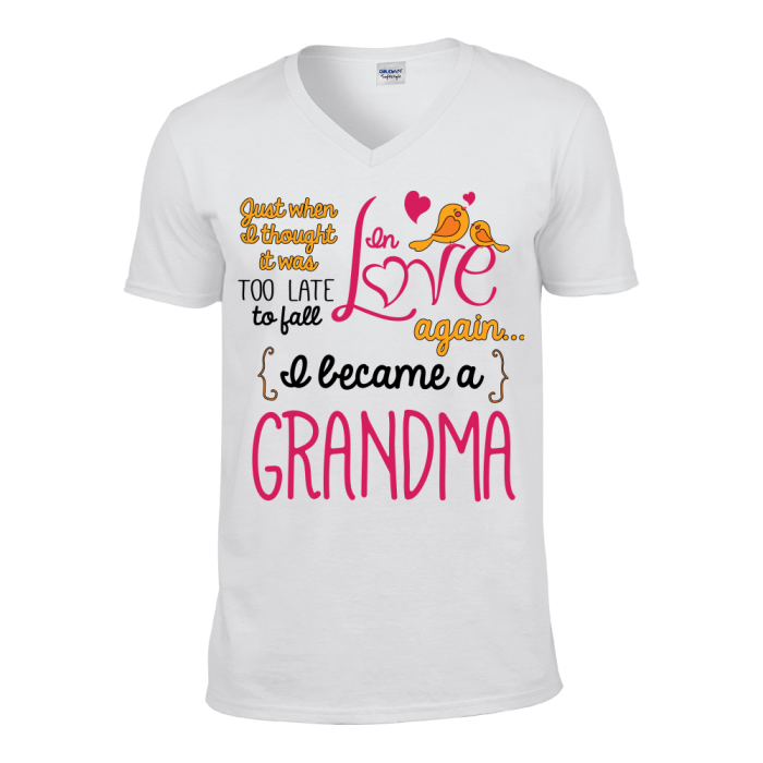 Grandma Fall In Love Again T-Shirt Unisex V Neck White