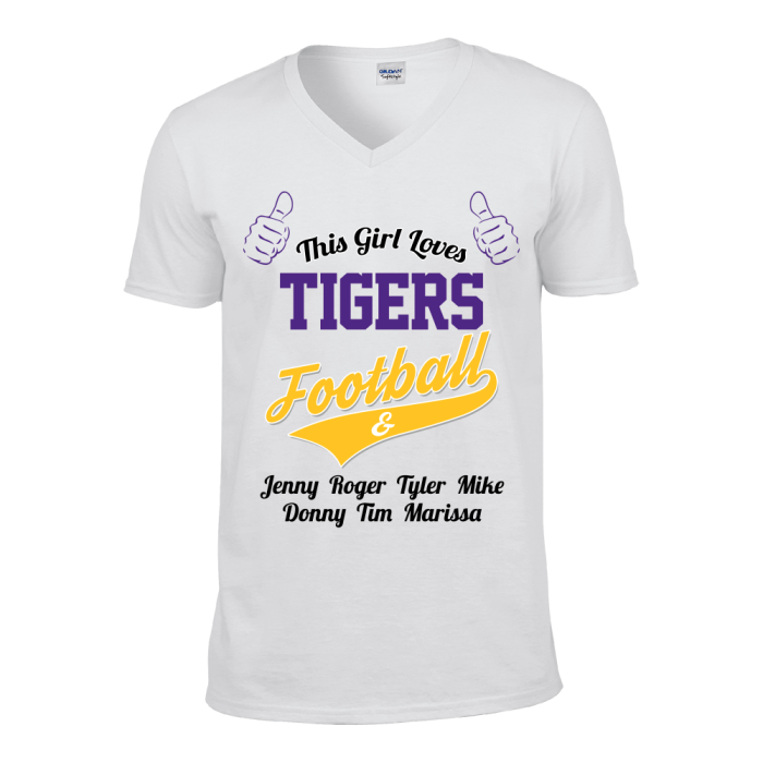 This Girl Loves Tigers Football & Personalized Names Apparel For Mom's