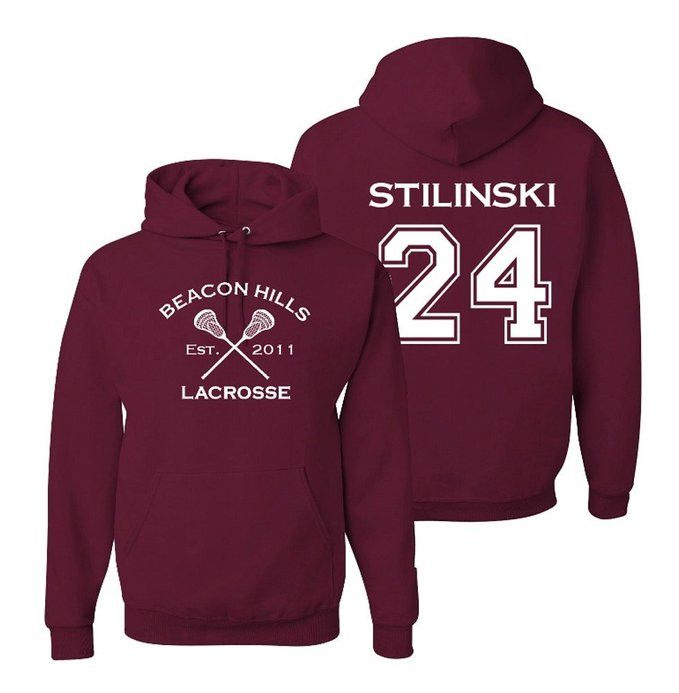 Stilinski 24 Teen Wolf Beacon Hills Inspired Lacrosse T-Shirt or Stilinski Hoodie Hoodie Maroon