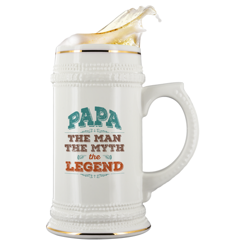 Image of Papa The Man The Myth The Legend 22 oz Beer Stein - Love Family & Home
