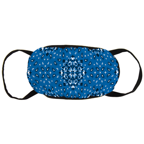 Image of Face Mask Blue Bandanna Style Design - Love Family & Home