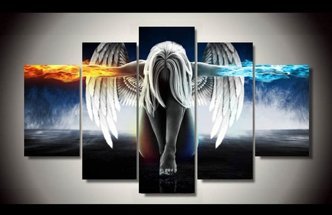 Image of Mystic Angel Fire And Ice 5-Piece Wall Art Canvas - Love Family & Home