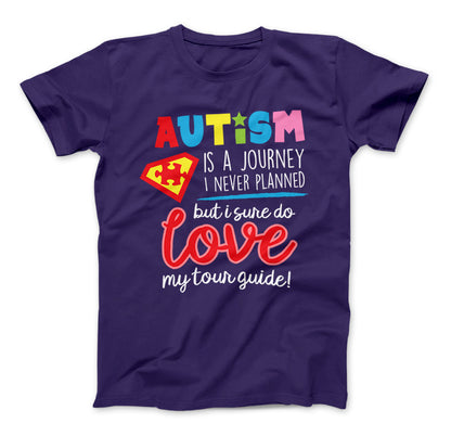 Autism Love My Tour Guide T-Shirt Autism Awareness Shirt Adult T-Shirt Deep Purple