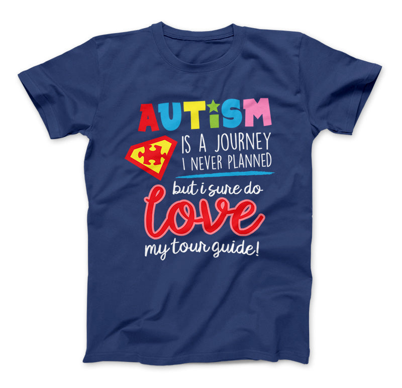 Autism Love My Tour Guide T-Shirt Autism Awareness Shirt Adult T-Shirt Royal Blue