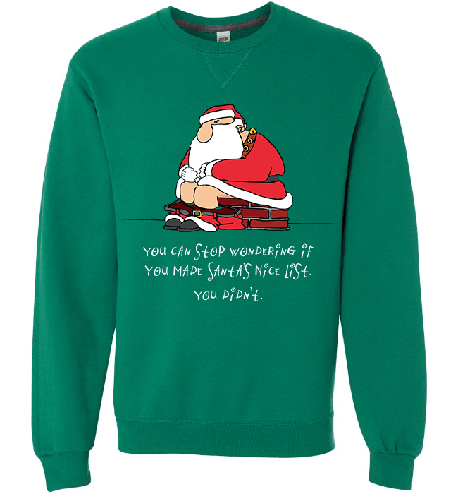 Bad Santa Nice List T-Shirt & Apparel Long Sleeve Crewneck Clover