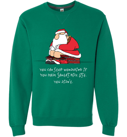 Bad Santa Nice List T-Shirt & Apparel Long Sleeve Crewneck Clover
