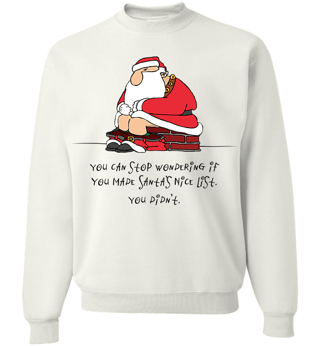 Bad Santa Nice List T-Shirt & Apparel Long Sleeve Crewneck White
