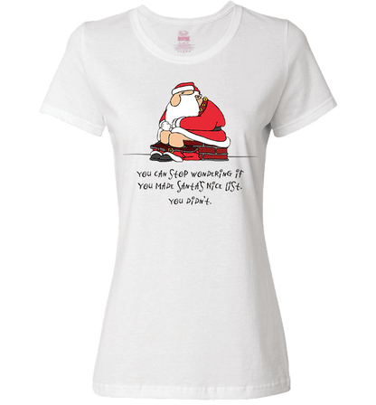 Bad Santa Nice List T-Shirt & Apparel Ladies T White