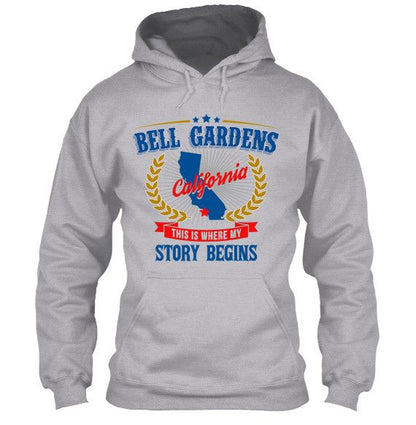 Bell Gardens California This Is Where My Story Begins Apparel Heather Gray Hoodie