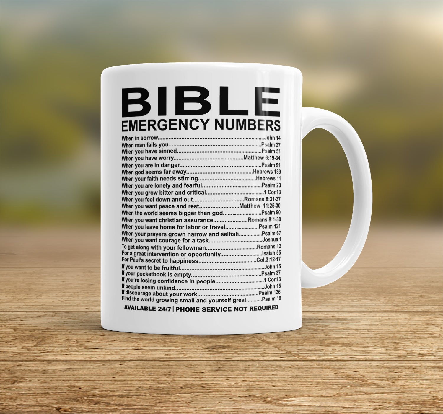 Bible Emergency Numbers Coffee Mug, Bible Mug, Church Gift