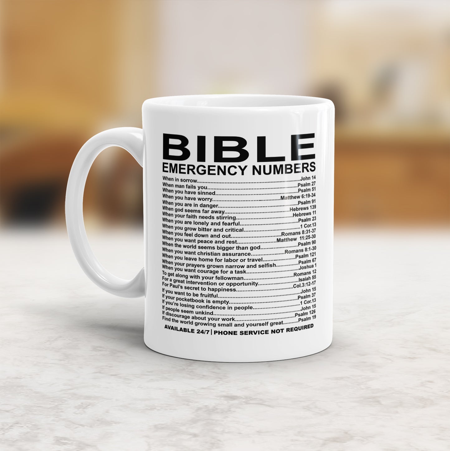 Bible Emergency Numbers Coffee Mug, Bible Mug, Church Gift