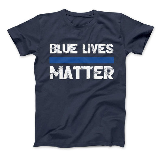 Blue Lives Matter Thin Blue Line Series T-Shirt & Apparel Standard T Navy