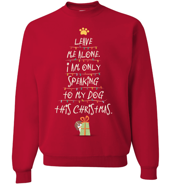 Dog Christmas Long Sleeve Crewneck Red