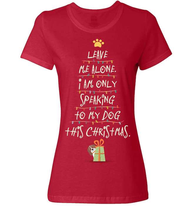 Dog Christmas Ladies T Red