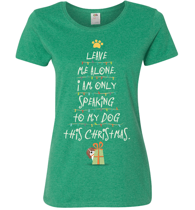 Dog Christmas Ladies T Green