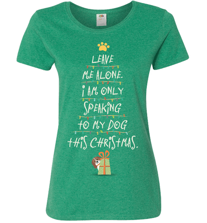 Dog Christmas Ladies T Green
