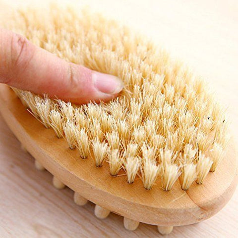 Dual Head DRY Body Brush Wood Long Handle For Smoother Skin - Love Family & Home