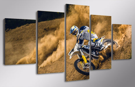 Dust And Dirt Motocross MX Dirt Bike 5-Piece Canvas Wall Art Hanging - Love Family & Home