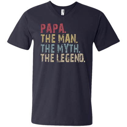PAPA The Man The Myth The Legend V-Neck T-Shirt Navy