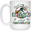 Auntiesaurus Flower Design 15 oz. White Mug