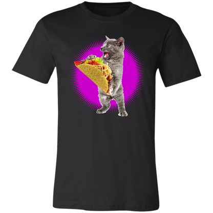 Taco Cat Shirt With Pink Burst Funny Cat & Taco Lovers T-Shirt Black