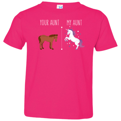 Your Aunt My Aunt Horse Unicorn Toddler T-Shirt Hot Pink