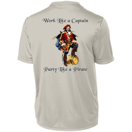 Party Like A Pirate Dri-Fit Moisture-Wicking T-Shirt - Back Print Silver Grey