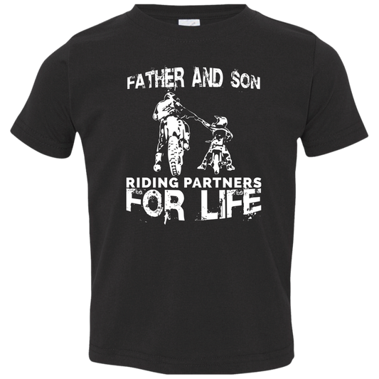 Father And Son Riding Partners For Life Toddler Jersey T-Shirt Black