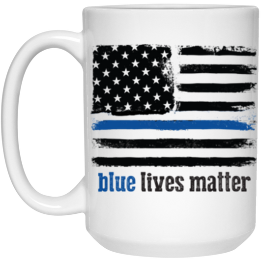 Blue Lives Matter 15 oz. White Mug White One Size