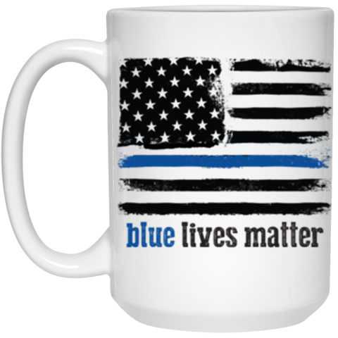 Blue Lives Matter 15 oz. White Mug