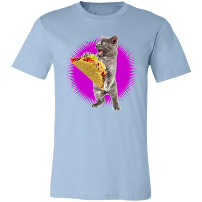Taco Cat Shirt With Pink Burst Funny Cat & Taco Lovers T-Shirt Light Blue