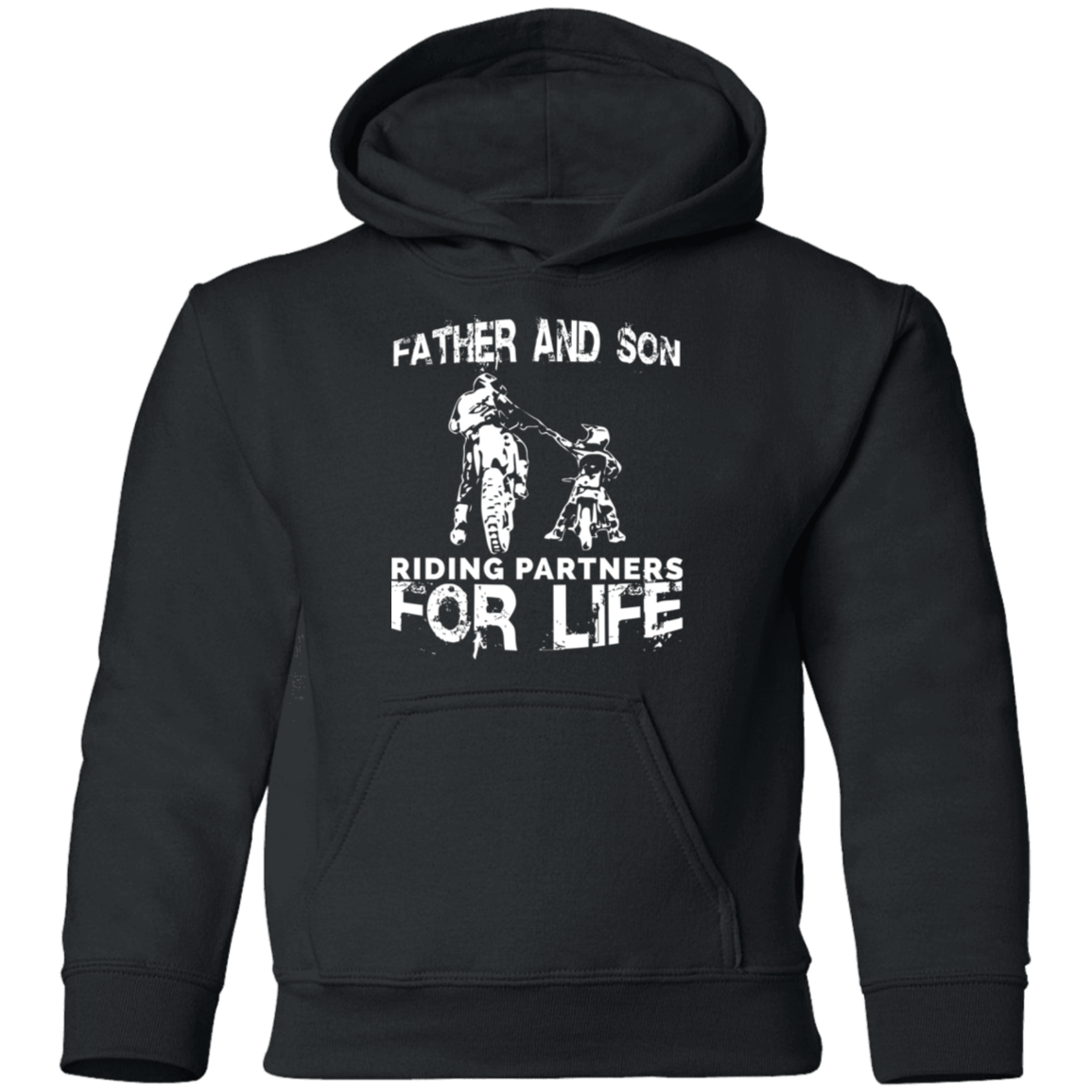 Father And Son Riding Partners For Life Youth Hoodie Black