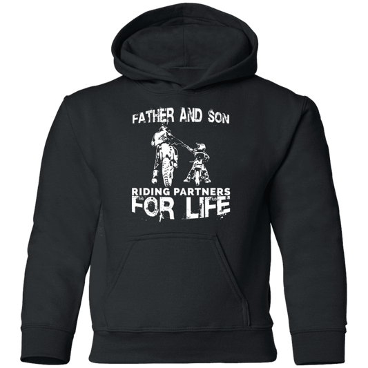 Father And Son Riding Partners For Life Youth Hoodie Black