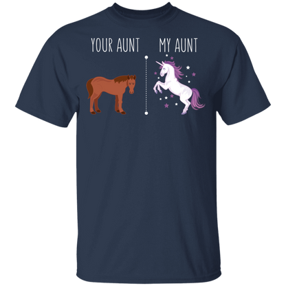 Your Aunt My Aunt Horse Unicorn Funny T-Shirt Navy