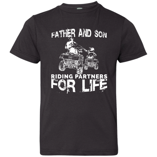 Father And Son ATV Riding Partners For Life Youth T-Shirt Black